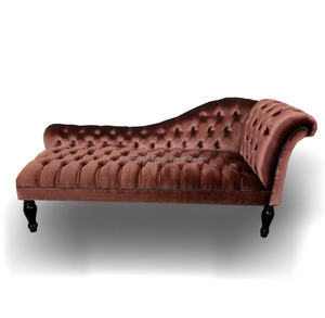 Chaise longue en acajou d'Indonésie - Chaise longue rouge vin, mobilier classique en acajou pour salon - Product Image 2