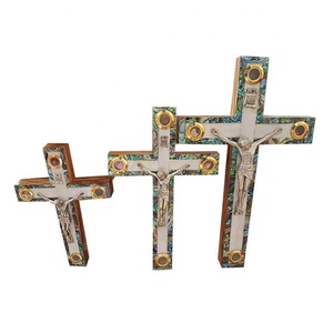 Crucifijo de madera de olivo De Belén, cruces de estilo de arte religioso, crucifijos grabados, soporte de decoración, caja de regalo para el hogar y la Oficina incluida - Product Image 1