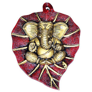 Crimson Ganesha en hoja colgante de pared recuerdo de boda indio, decoración del hogar, regalo de devolución para invitados, regalo decorativo espiritual - Product Image 4