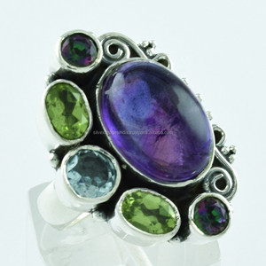 Bague en argent Sterling 925 fait à la main, multi-pierres, Look Royal, vente en gros, inde - Product Image 2