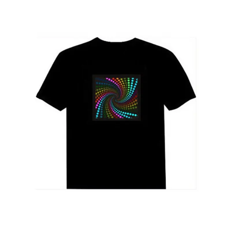 Camiseta LED de ecualizador, camiseta EL de moda, camiseta de manga corta activada con sonido parpadeante