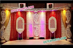 Latest Indian Wedding Flower <b>Pillar</b> Stage New Wedding Carved Stage With Led <b>Lights</b> Gujrati Wedding Stage Events - Product Image 6