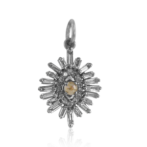 Baguette diamante oxidado 925 Plata mal de ojo encanto cadena colgante collar joyería regalo de cumpleaños al por mayor - Product Image 1