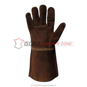 Gants de soudage TIG ISONZ marron de qualité supérieure, pour soudeurs, paume entière en daim fendu, 35 cm, résistance à la chaleur, antidérapants, EN388 - Product Image 3