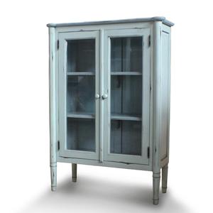 Gabinetes de vidrio de exhibición antiguos de madera maciza serie Camile con acabado pintado para muebles de sala de estar o decoración del hogar - Product Image 1