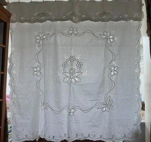 Rideau en lin blanc de haute qualité avec motif de broderie, tissu en lin fait en lithuano - Product Image 1