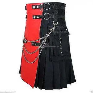 대담하고 엣지 디자인 BDSM 및 꼬임 친화적 인 탈착식 체인 킬트를 특징으로하는 조절 가능한 맞춤 패션