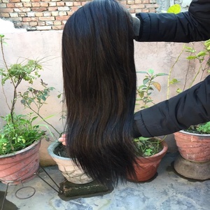 NANDEE HOUSE Peluca india de encaje completo/frontal, 100% cabello humano Remy indio liso y ondulado con baby hairs, doble trama a máquina - Product Image 2