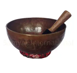 Top Selling Antique 6 inches Tibetan Singing Bowl Ashtamangal Buddhist Meditation and Yoga bowl Sound therapy healing