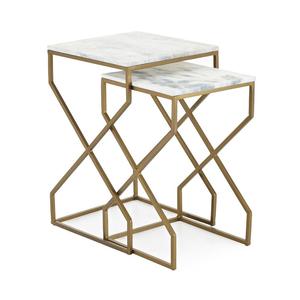 High Quality Metal Nesting End <b>Tables</b> with <b>Marble</b> <b>Top</b> for Living Room Furniture Metal Frame <b>Marble</b> <b>Top</b> Luxury Nesting <b>Table</b> - Product Image 1
