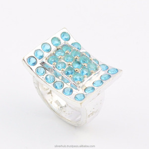 Bague multi-pierres précieuses 925 argent Sterling, bijoux faits à la main, pierres précieuses naturelles, pour femmes - Product Image 1