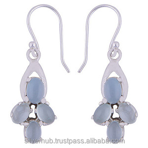 Women 925 Solid Sterling Solid Stud <b>Earrings</b> Natural <b>Aquamarine</b> Gemstone Prong Setting Drop <b>Earrings</b> Luxury <b>Earrings</b> Gift ODM - Product Image 1