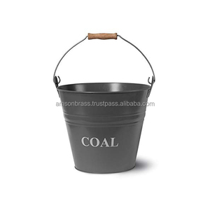 Seau à charbon avec poignée en métal avec couvercle Seau décoratif en métal Outil de nettoyage ménager Seau de stockage de charbon - Product Image 3