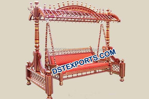 Indian Wedding Wooden Carved Jhula Wedding Golden <b>Swing</b> Indian Wedding <b>Swings</b> USA - Product Image 3