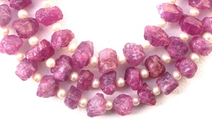 Inde vente chaude 1 brin naturel 25 pièces verre rempli rose saphir pierres précieuses perles brutes faisant des bijoux - Product Image 2