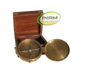 Belle boîte en bois de boussole de styliste, boussole à cardan en laiton nautique spéciale faite à la main avec boîte en bois - Product Image 2