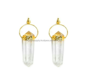New Hot Sale Natural <b>Crystal</b> Stone Double Point <b>Pendants</b> : Wholesale Gemstone <b>Pendants</b> - Product Image 1