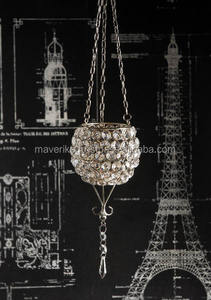 Silver Crystal Beaded <b>Hanging</b> <b>Tealight</b> Candle <b>Holder</b> for Christmas Tree Decor & Wedding Votive <b>Holder</b> - Product Image 2