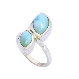 Elegante Anillo de Larimar para Boda, Plata de Ley 925, Joyería Fina para Mujer - Product Image 1