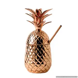 Fancy Pineapple Copper Mug Luxury Shiny Metal Decoration Beaded Best Top Quality Metal Mug For Sale