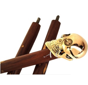 Bastón hecho a mano de latón macizo con mango de madera de estilo antiguo vintage y cabeza de latón para hombres y mujeres CHWKS35030 - Product Image 1