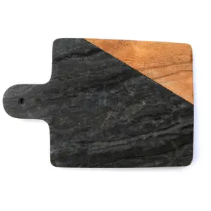 天然木と黒の大理石のまな板と木製のまな板付きスレート大理石野菜ピザチーズボードキッチン