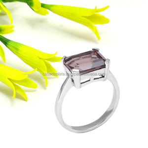 Smoky Quartz Gemstone 925 <b>Sterling</b> <b>Silver</b> <b>Ring</b> Prong Setting Fashionable <b>Ring</b> for Unisex.Wholesaler Manufacture by CASA DE PLATA - Product Image 1
