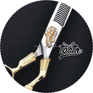 Ciseaux pour couper les cheveux et éclaircir, vente en gros, accessoires en acier inoxydable, à poignée Dragon, plaqué or, tendance, nouveauté - Product Image 5