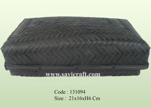 Venta al por mayor de bambú natural tejido cesta de almacenamiento con tapa artesanía cesta de ratán para embalaje de regalo - Product Image 3
