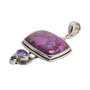 ขายดีที่สุด925เงินสเตอร์ลิงจี้ดีและเสน่ห์การออกแบบยอดนิยมด้วยสร้อยคอจี้พลอยสีทองแดงสีม่วง - Product Image 1