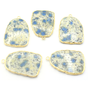 K2 Jasper 26 a 28 MM con fianza forma desigual colgante chapado en oro Piedra Natural piedras preciosas hallazgos de joyería signo del zodiaco Géminis - Product Image 1