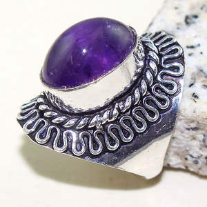 Amazing Amethyst Sage <b>Quartz</b> Handmade Vintage Style 925 Sterling Silver <b>Ring</b> - Product Image 3