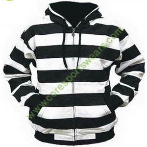 เสื้อฮู้ดมีซิปลายทาง,เสื้อฮู้ดมีซิปสีดำสีขาวสดใสสไตล์รักบี้ - Product Image 1