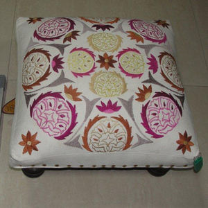 2023 Designer Small Square Wooden Ottoman New Summer Home Decor Collection Traditional Low <b>Upholstered</b> <b>Footstool</b> Living Room - Product Image 2