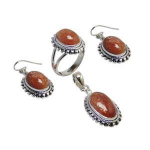 Luxe lourd 925 en argent Sterling soleil pierres précieuses pendentif boucle d'oreille ensemble de bijoux pour femme mode mariage ensembles de bijoux en argent 2025 - Product Image 1