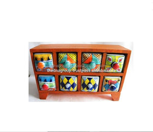 Coffre en bois et plastique, 8 tiroirs en céramique - Product Image 1