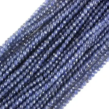 12.5 "uzun 1 Strand doğal mavi safir taş mikro fasetli Rondelle boncuk kolye yapımı için toptan