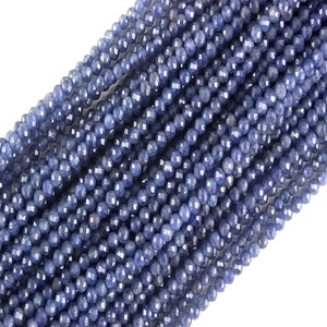 12.5 "Long 1 brin naturel bleu saphir pierres précieuses Micro facettes Rondelle perles pour la fabrication de collier en gros - Product Image 1