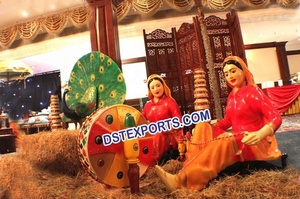 Traditionnel Rangla Punjab FRP Statues Punjabi Cultural Bhangra Statue Jatt avec Dhol Statues Mariage Entrée Décor Australie - Product Image 3