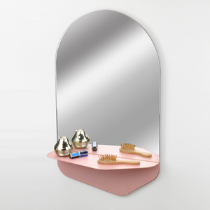Espejo de estante colgante montado en la pared acabado en rosa mate - Product Image 2