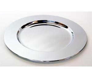 Assiettes de présentation rondes en métal argenté, idéales pour la décoration de tables à domicile et de mariage, vaisselle de dîner - Product Image 1