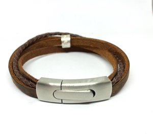   Pulsera de Cuero Hecha a Mano para Hombre, Modelo Happiness - Product Image 1