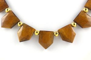 Perles de pierres précieuses oeil de tigre, en forme de pentagone, 30mm - Product Image 5