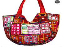 Sac fourre-tout décontracté pliable et durable, inspiré de l'art culturel Banjara, orné de perles ethniques traditionnelles et de broderies vintage, artisanat.