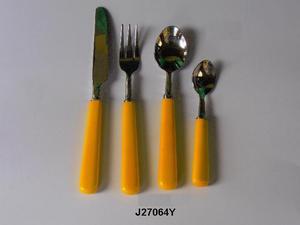 Juego de Cubiertos de Acero con Mango de Resina Rosa, Vajilla de 4 Piezas en Cualquier Color, Material Metálico - Product Image 6