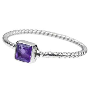 Jolie lunette de forme carrée en améthyste, bagues en argent Sterling 925, vente en gros de bijoux en argent Sterling 925 - Product Image 3