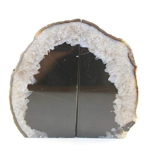 Serre-livres en cristal teinté d'agate noire naturelle Serre-livres en pierre élégante - Product Image 2