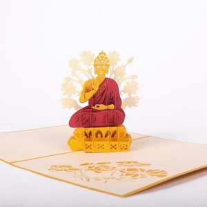 หัตถกรรม kiricard 3D ซับซ้อนการ์ดอวยพรป๊อปอัพรูปพระพุทธเจ้าตัดด้วยเลเซอร์ดีไซน์ใหม่การ์ดของขวัญวันเกิดเลิฟการ์ดของที่ระลึกกระดาษ - Product Image 1