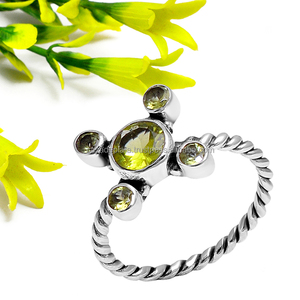 925 Sterling Silver <b>Peridot</b> Gemstone Designer <b>Ring</b> Silver Plated Fashionable <b>Ring</b> for Unisex. Wholesaler Manufacture by CDP - Product Image 1