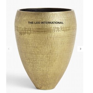 Jarrón chapado en oro de forma redonda de Metal de aluminio, jarrones de decoración de flores de mesa modernos de lujo hechos a mano - Product Image 1